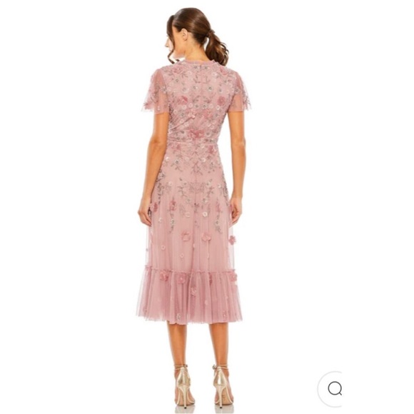 Mac Duggal Blush Floral Midi Dress - Picture 2 of 16